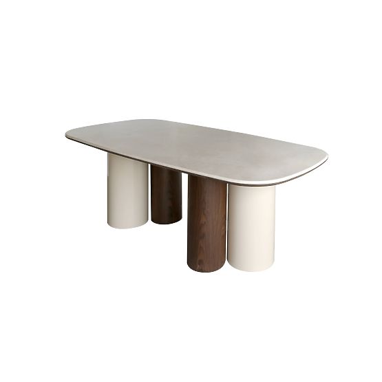 Masă de dining Zorin 200 cm, bej deschis/marmură