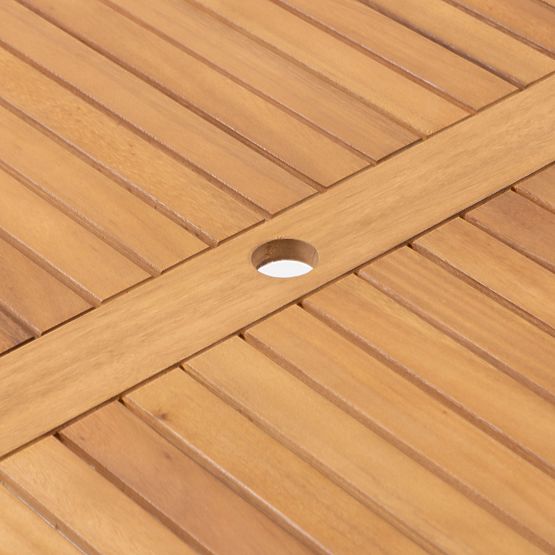 Masă de grădină Familis, 160 cm, aspect de tec, lemn de eucalipt FSC