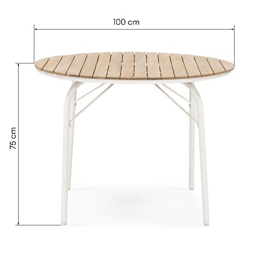 Masă de grădină Fioli rotundă 100 cm, lemn de salcâm FSC, albă
