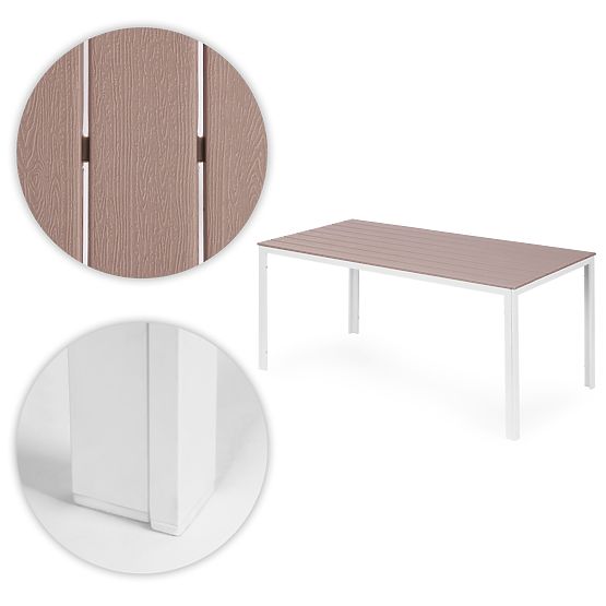 Masă de grădină pentru 6 persoane 156x78 cm mobilier din polywood pentru terasă bej alb MultiGarden