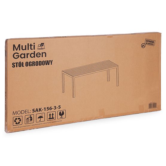 Masă de grădină pentru 6 persoane 156x78 cm mobilier din polywood pentru terasă bej alb MultiGarden