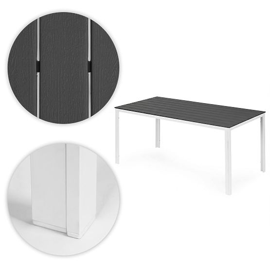 Masă de grădină pentru 6 persoane 156x78 cm mobilier terasă gri alb MultiGarden
