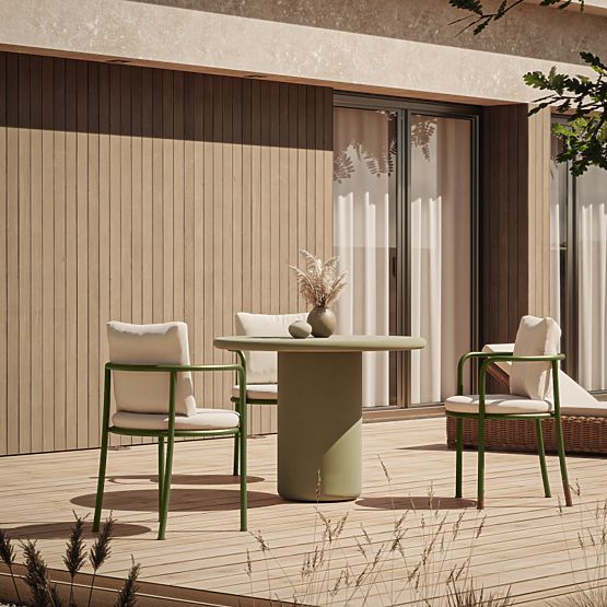 Masă de grădină Vibonis 100 cm, rotundă, din ciment, verde