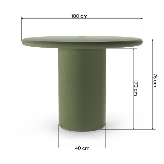 Masă de grădină Vibonis 100 cm, rotundă, din ciment, verde