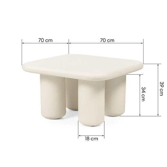 Masă de grădină Vibonis 70 cm, pătrată, din ciment, bej deschis