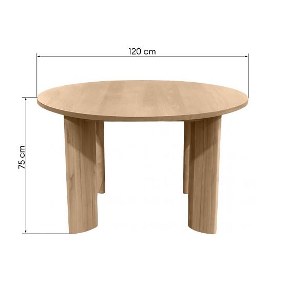 Masă de sufragerie Bali 120 cm, rotundă, alb crem