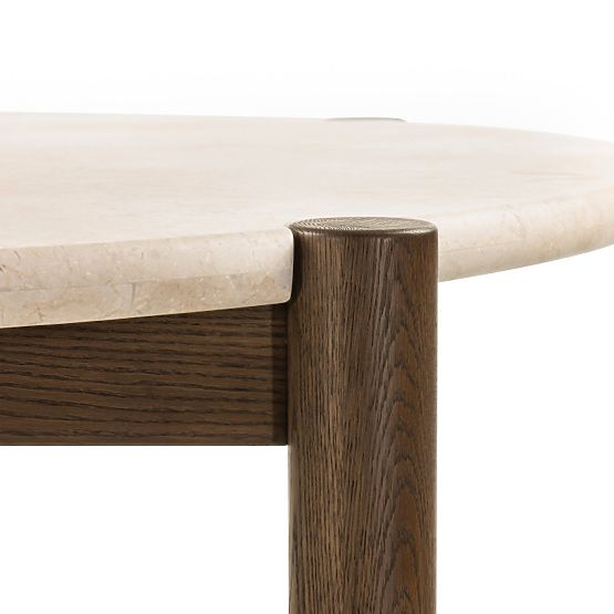 Masă de sufragerie Bruna, 150 cm, rotundă, stejar mocha/marmură crem