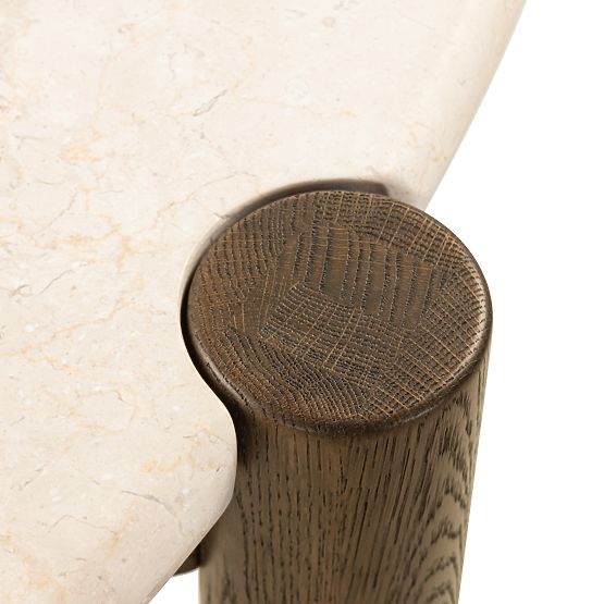 Masă de sufragerie Bruna, 150 cm, rotundă, stejar mocha/marmură crem