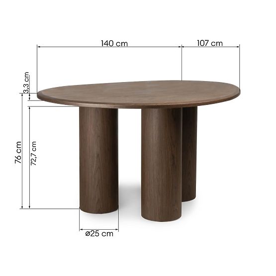 Masă de sufragerie Vesper 140 cm, nuc închis