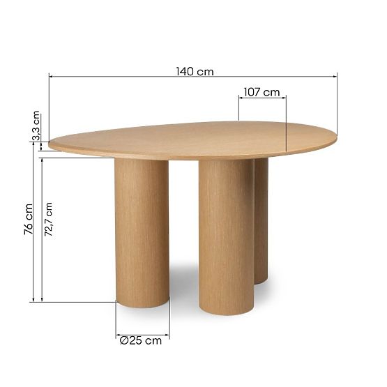Masă de sufragerie Vesper 140 cm, stejar natural