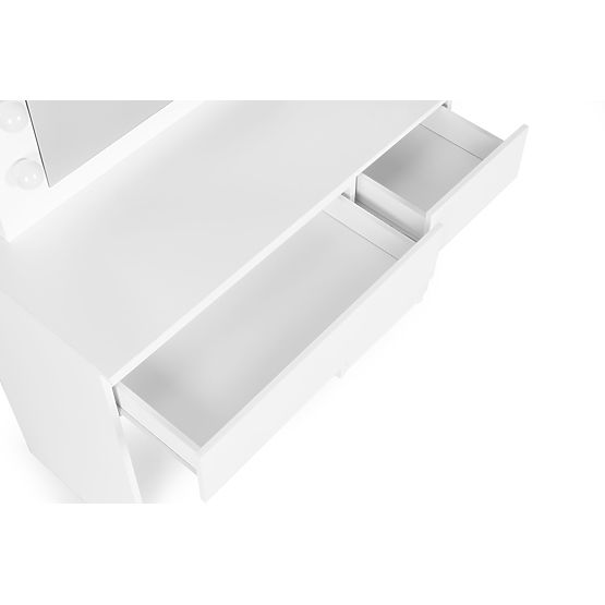 Masa de toaletă cosmetică cu oglindă și iluminare 5 sertare taburet ModernHome