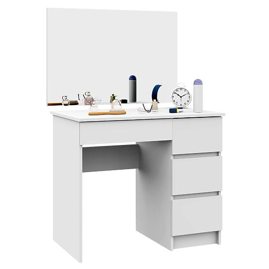 MASĂ DE TOALETĂ COSMETICĂ CU OGLINDĂ T-6/SL 900x600 DREAPTA PK ALBĂ