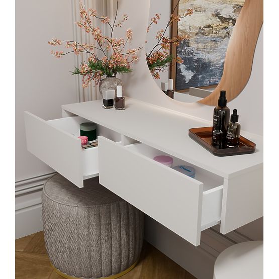 Masă de Toaletă Cosmetice Suspendată MIKA 110 cm cu 2 Sertare pentru Dormitor Culoare Cașmir Bej