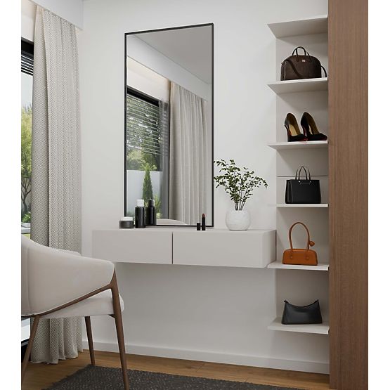 Masă de Toaletă Cosmetice Suspendată MIKA 110 cm cu 2 Sertare pentru Dormitor Culoare Cașmir Bej