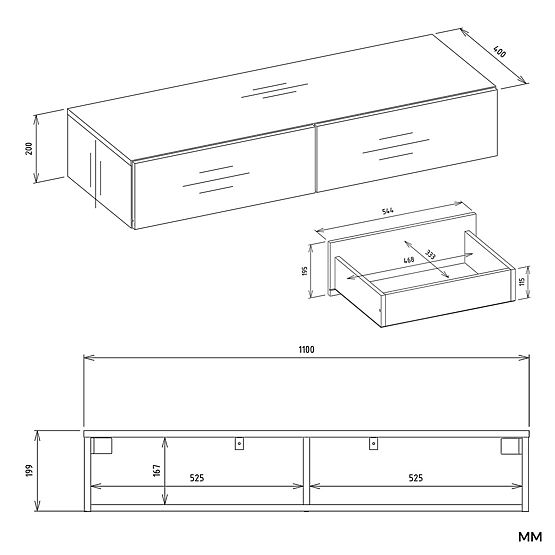 Masă de Toaletă Cosmetice Suspendată MIKA 110 cm cu 2 Sertare pentru Dormitor Culoare Cașmir Bej