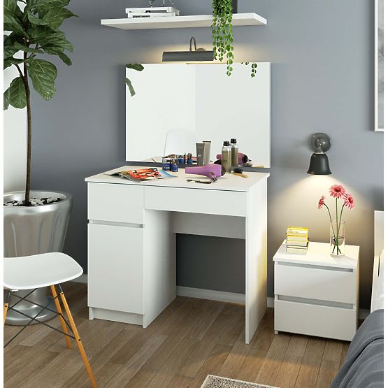 Masa de toaletă cu oglindă CLP P-2/SL 900x600 STÂNGA PK ALB