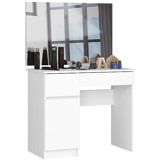 Masa de toaletă cu oglindă CLP P-2/SL 900x600 STÂNGA PK ALB