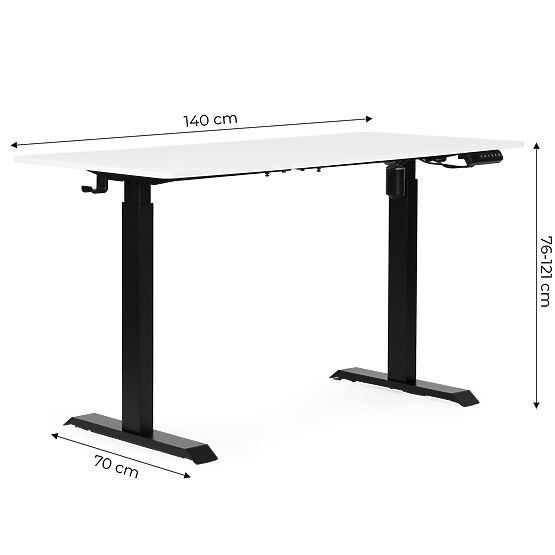 Masă electrică reglabilă 140x70 cm, înălțime reglabilă 76-121 cm ModernHome