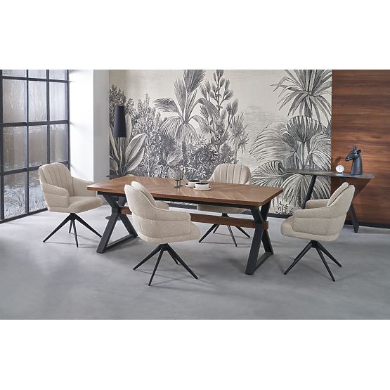 Masă extensibilă BARON, nuc / negru (2p=1buc)