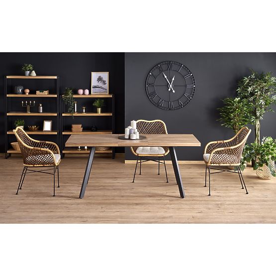 Masa extensibilă BERLIN 140-180 cm, blat - nuc, cadru - negru (2p=1buc)