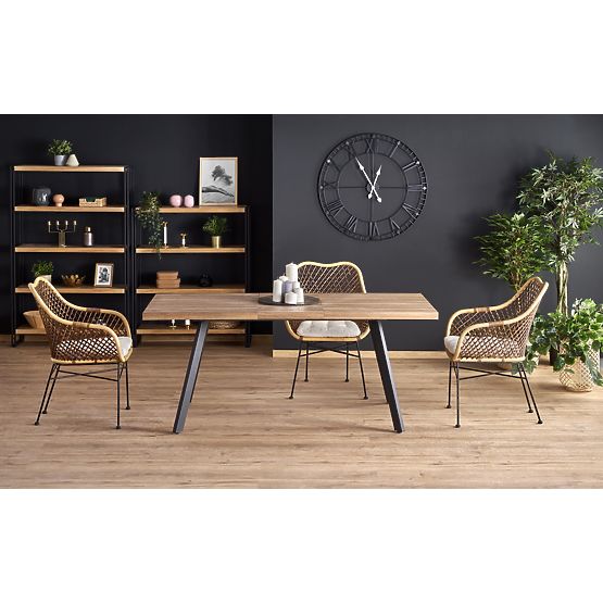 Masa extensibilă BERLIN 140-180 cm, blat - nuc, cadru - negru (2p=1buc)