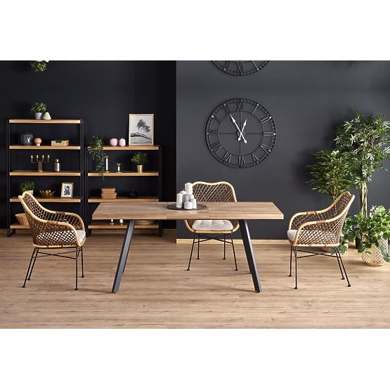 Masa extensibilă BERLIN 140-180 cm, blat - nuc, cadru - negru (2p=1buc)