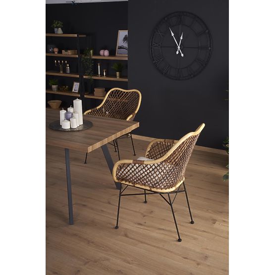 Masa extensibilă BERLIN 140-180 cm, blat - nuc, cadru - negru (2p=1buc)