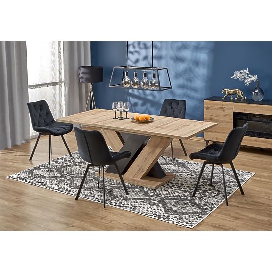 Masa extensibilă BRANDON 160-200/90 cm stejar wotan/negru