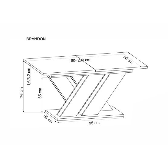 Masa extensibilă BRANDON 160-200/90 cm stejar wotan/negru