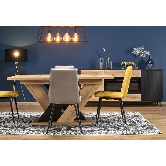Masa extensibilă BRANDON 160-200/90 cm stejar wotan/negru