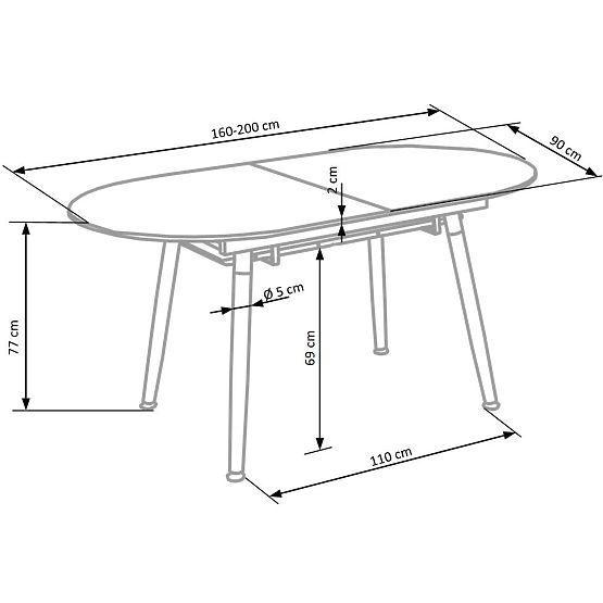 Masa extensibilă CALIBER alb / stejar san remo (1p=1buc)