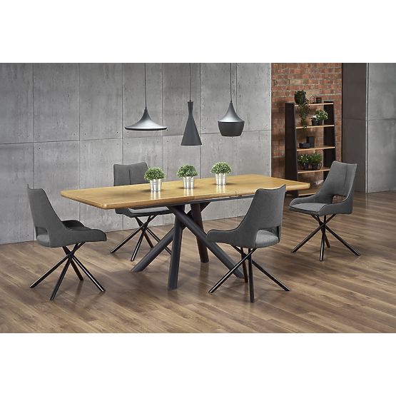 Masa extensibilă DERRICK stejar natural / negru (2p=1buc)