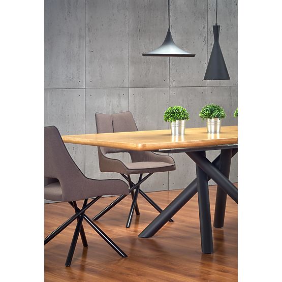 Masa extensibilă DERRICK stejar natural / negru (2p=1buc)