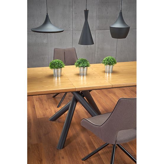 Masa extensibilă DERRICK stejar natural / negru (2p=1buc)
