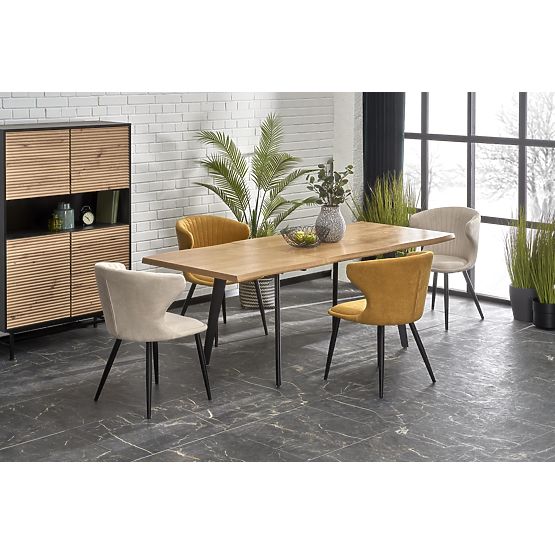 Masa extensibilă DICKSON 2 150-210/90 cm, blat - natural, picioare - negre (2p=1buc)