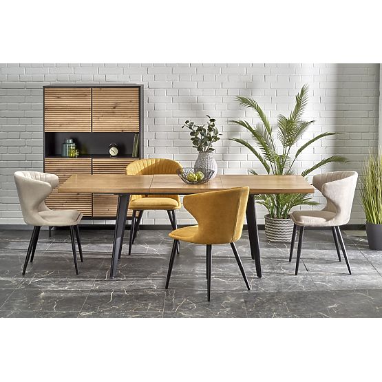 Masa extensibilă DICKSON 2 150-210/90 cm, blat - natural, picioare - negre (2p=1buc)