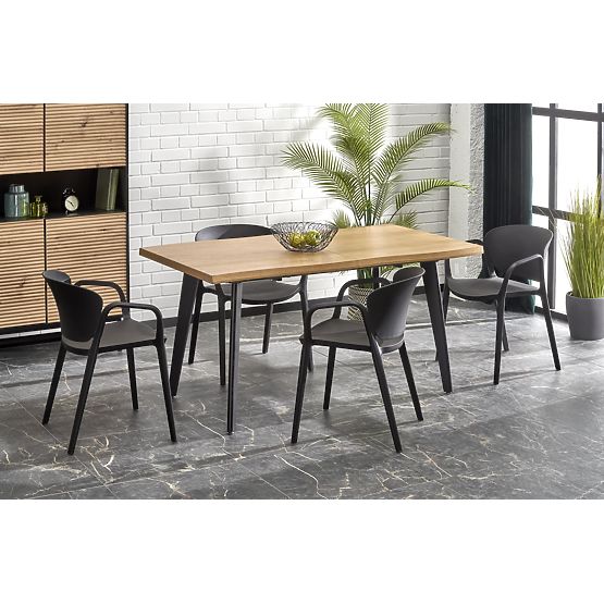 Masa extensibilă DICKSON 2 150-210/90 cm, blat - natural, picioare - negre (2p=1buc)