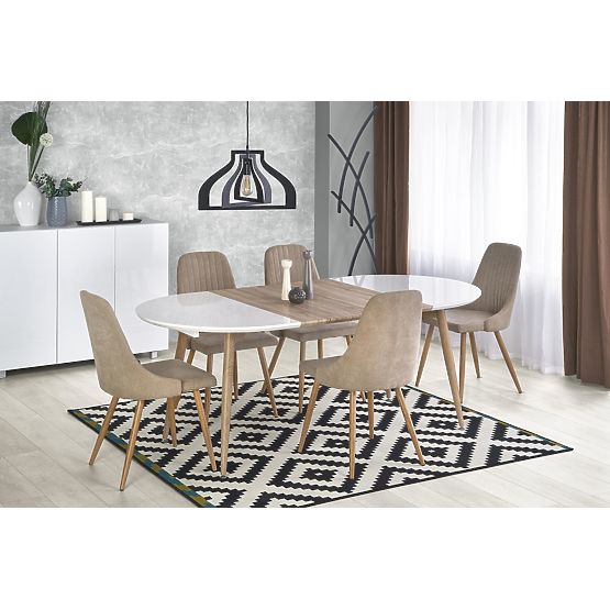 Masa extensibilă EDWARD alb / stejar san remo (2p=1buc)