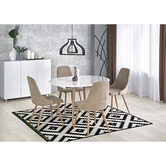 Masa extensibilă EDWARD alb / stejar san remo (2p=1buc)