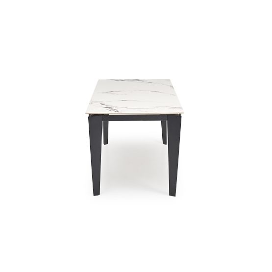 Masa extensibilă FELIX, blat - marmură albă, picioare - negre (2p=1buc)