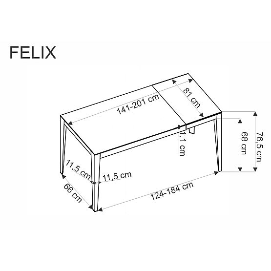 Masă extensibilă FELIX, blat - marmură gri, picioare - negre (2p=1buc)