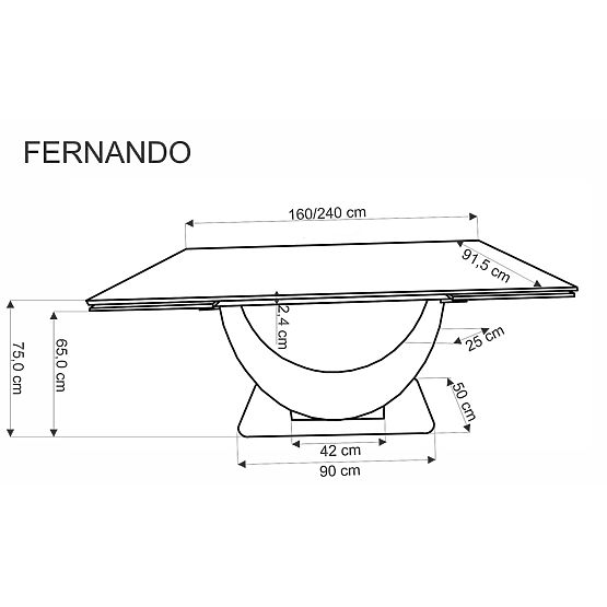 Masa extensibilă FERNANDO, blat - marmură albă, picioare - negre (3p=1buc)