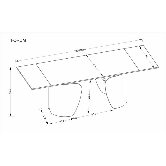 Masa extensibilă FORUM, marmură neagră / negru (3p=1buc)