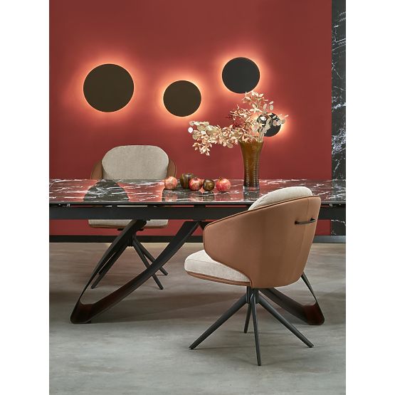 Masa extensibilă HILARIO, blat - marmură neagră, picioare - negre (3p=1buc)