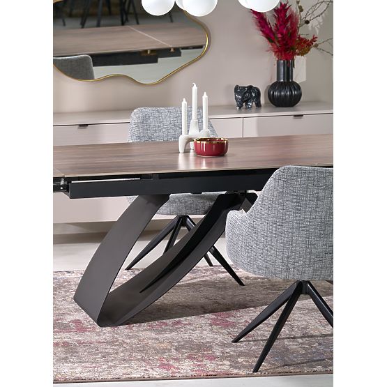 Masa extensibilă HILARIO, blat - nuc, picioare - negre (3p=1ks)