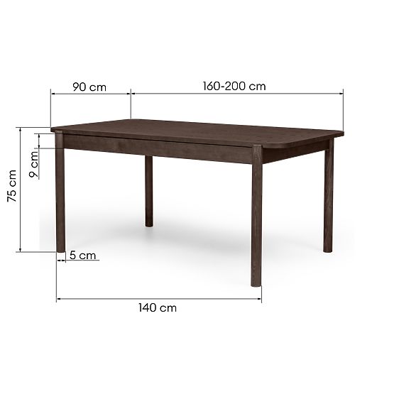 Masă extensibilă Iselio 160-200 cm, dreptunghiulară, nuc