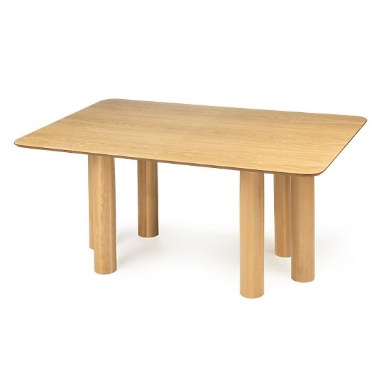 Masa extensibilă Loa 140-200 cm, furnir de stejar, natural, lemn de fag, rotunjit