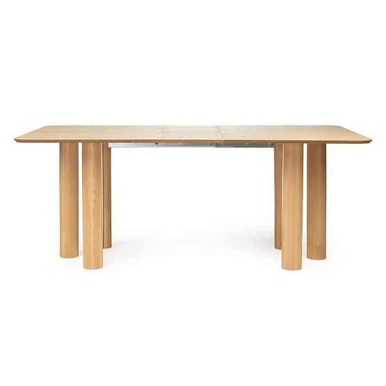 Masa extensibilă Loa 140-200 cm, furnir de stejar, natural, lemn de fag, rotunjit