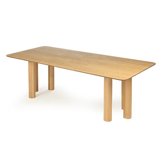 Masa extensibilă Loa 140-200 cm, furnir de stejar, natural, lemn de fag, rotunjit