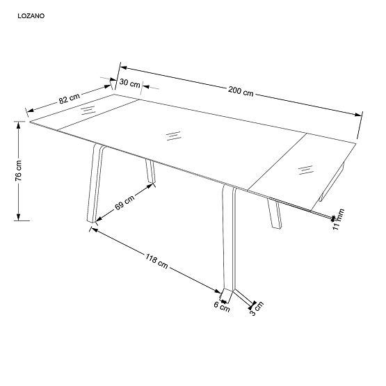 Masă extensibilă LOZANO, marmură neagră / nuc (2p=1buc)